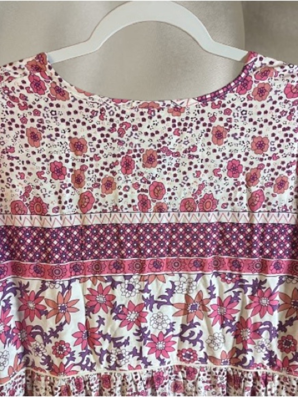 Pink Floral Tie-Front Midi Dress with Tassels - Picture 7 of 7